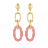 Goldtone Pink Candy Interlocking Drop Earrings