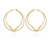 Double Hoop V Pave Earrings