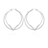 Double Hoop V Pave Earrings