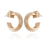 14K Goldtone Crystal Huggie Hoop Earring