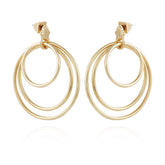 Goldtone Triple Layered Hoop Drop Earrings