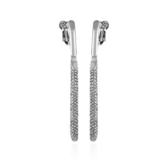 Silvertone Glass Stone Linear Drop Clip On Earrings