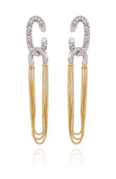 Twotone Link Chain Drop Dangle Earrings