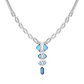 Silvertone Blue Stone Pendant Statement Necklace