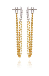 Crystal Stone Chain Drop Statement Earrings