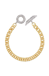 Goldtone & Crystal Toggle Chain Bracelet