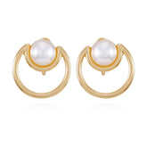 Goldtone Pearl Clip On Earrings