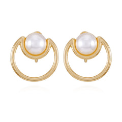 Goldtone Pearl Clip On Earrings