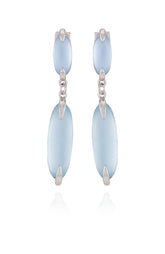 Silvertone & Blue Stone Drop Earrings