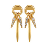 Gold Tone Spike Drop Earrings