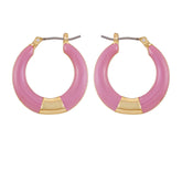 Gold Tone Enamel Hoop Earrings