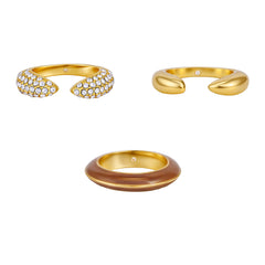Goldtone And Crystal Hoop Ring Set