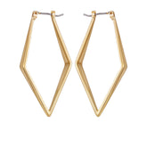 Goldtone Diamond Shaped Hoop Earrings