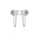 Crystal Stud Chain Dangle Drop Earrings