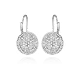 Silvertone Glass Stone Coin Leverback Earrings