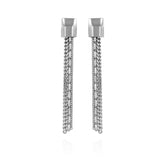 Silvertone Mixed Chain Linear Tassel Dangle Drop Earrings