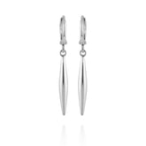 Silvertone Spear Dangle Huggie Hoop Drop Earrings