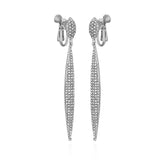 Silvertone Glass Stone Pave Drop Clip On Earrings
