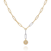 Two Tone Coin Pendant Y Necklace