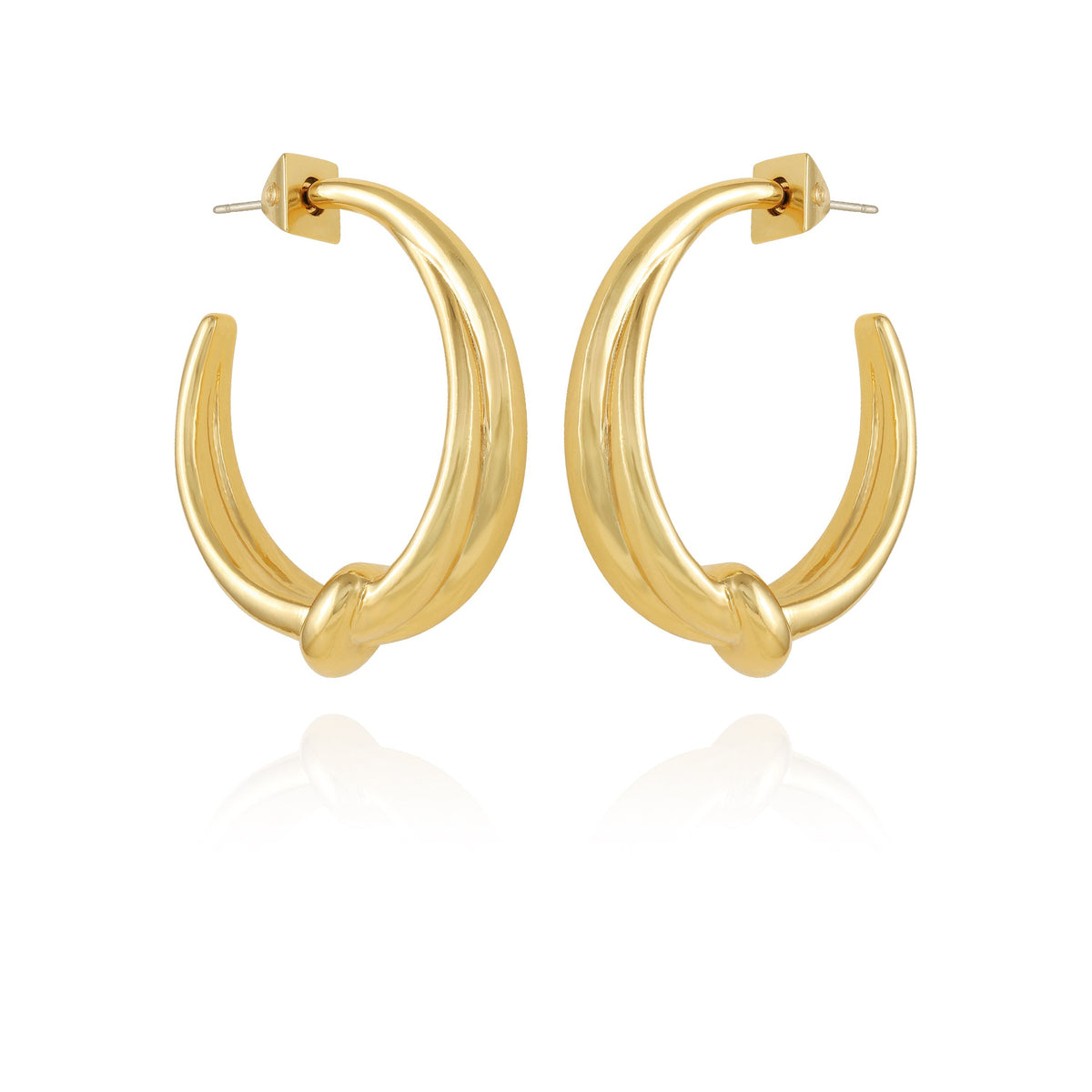 Goldtone Open Knotted Hoop Earrings