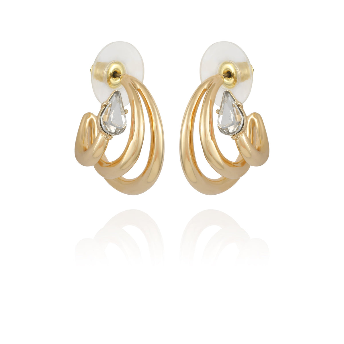Goldtone Crystal Stone Small Hoop Earring