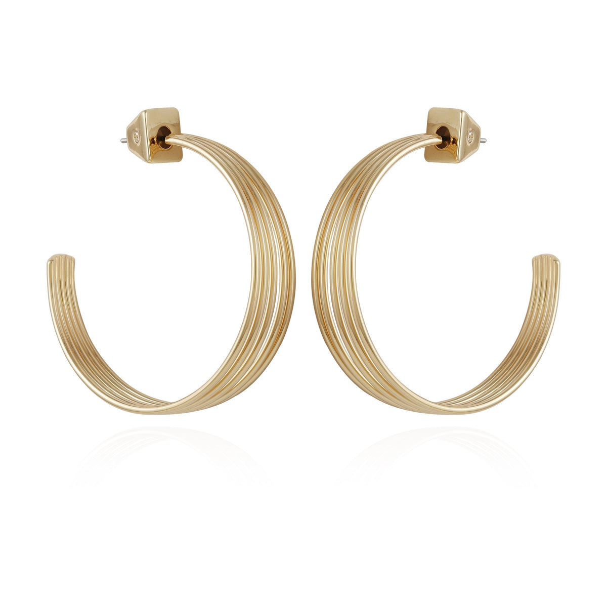 Goldtone Open Stacked Hoop Earrings