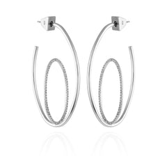 Silvertone Orbital Double Hoop Earrings