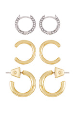 Goldtone & Crystal Hoop Earring Set