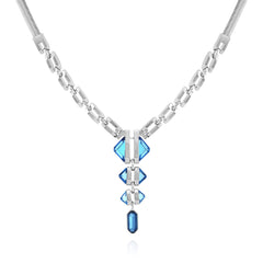 Silvertone Blue Stone Pendant Statement Necklace