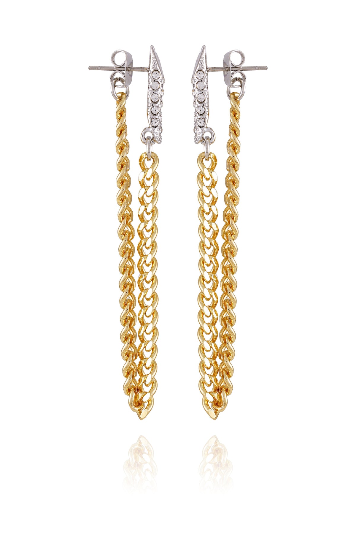 Crystal Stone Chain Drop Statement Earrings