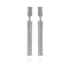 Silvertone Crystal Stone Drop Earrings
