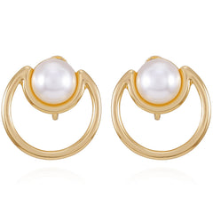 Goldtone Pearl Clip On Earrings
