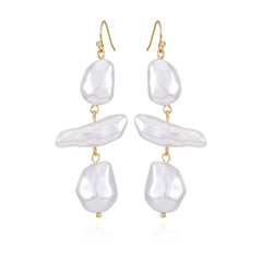 Goldtone Pearl Linear Drop Earrings