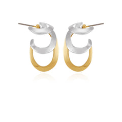Two Tone Gilded Leaf Hoop Earrings