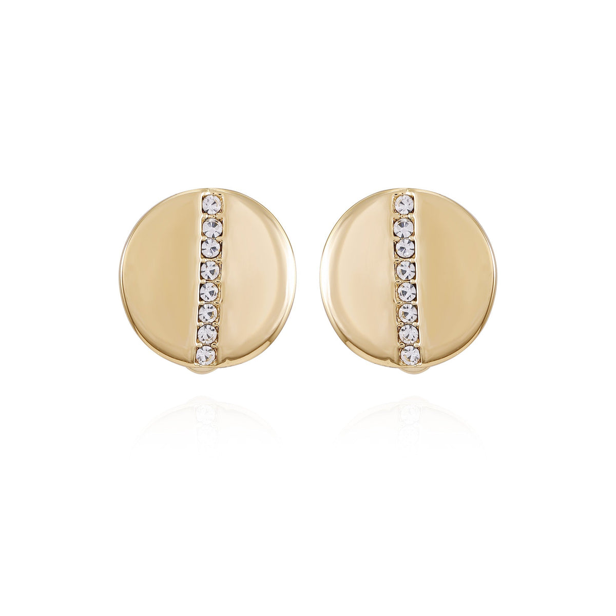 Goldtone Crystal Stone Circle Clip On Earrings