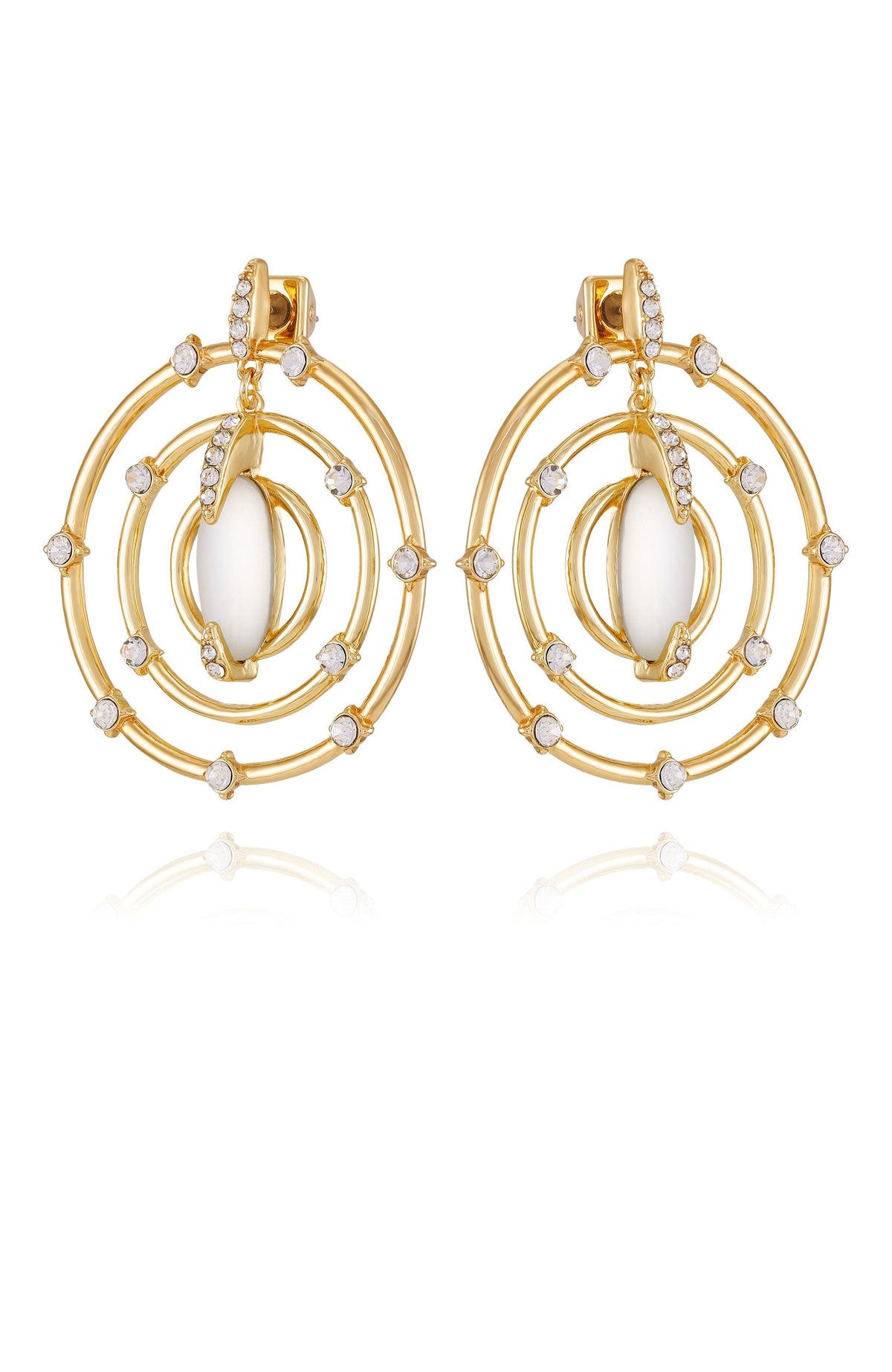 Statement Goldtone & Crystal Drop Earrings