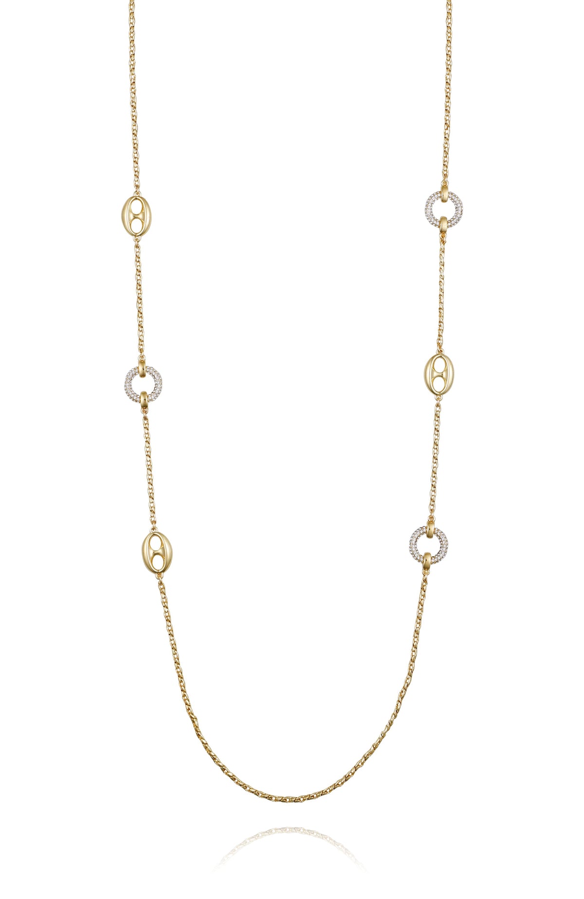 Signature Mixed Link Pavé Long Necklace