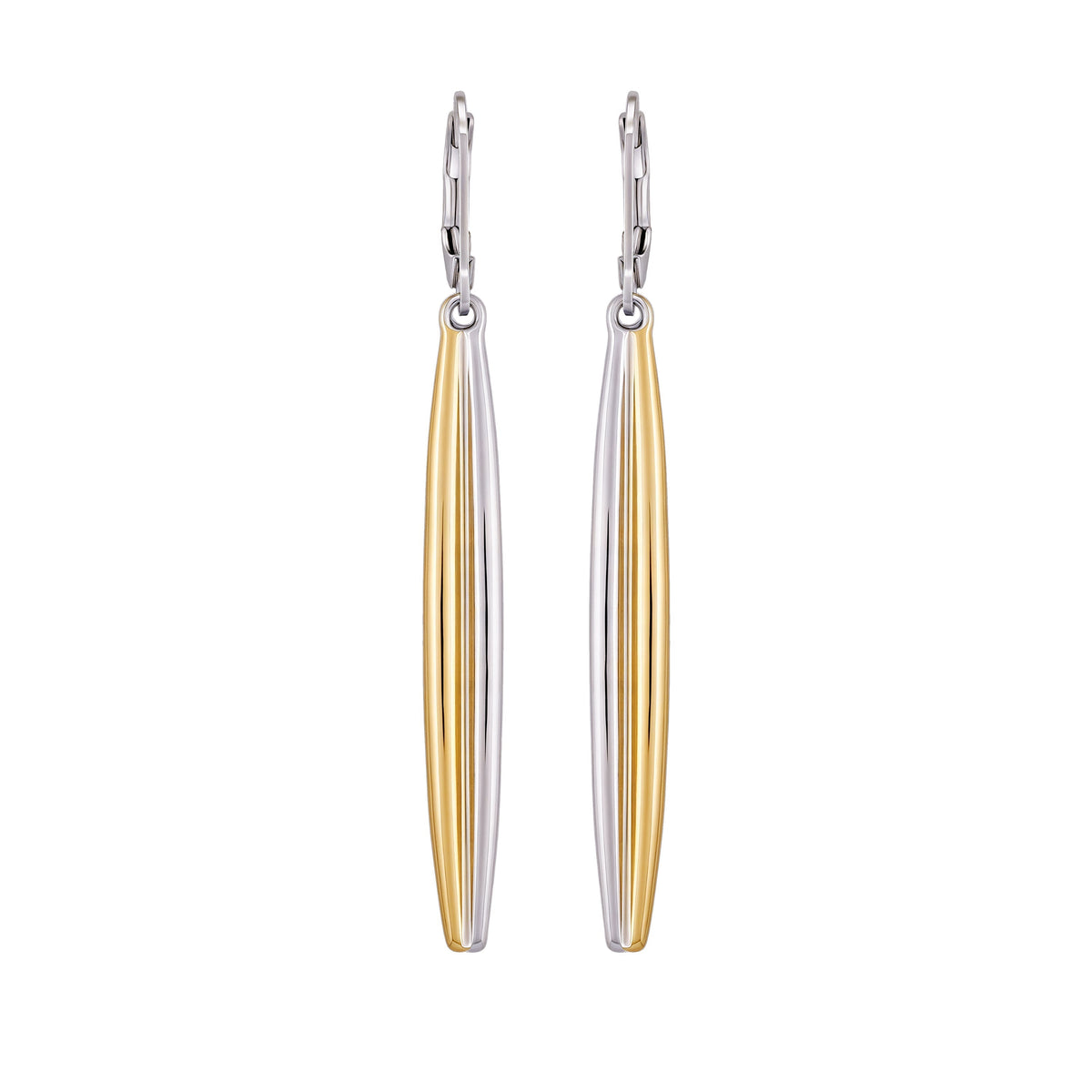 Two Tone Elongated Hoop Earrings