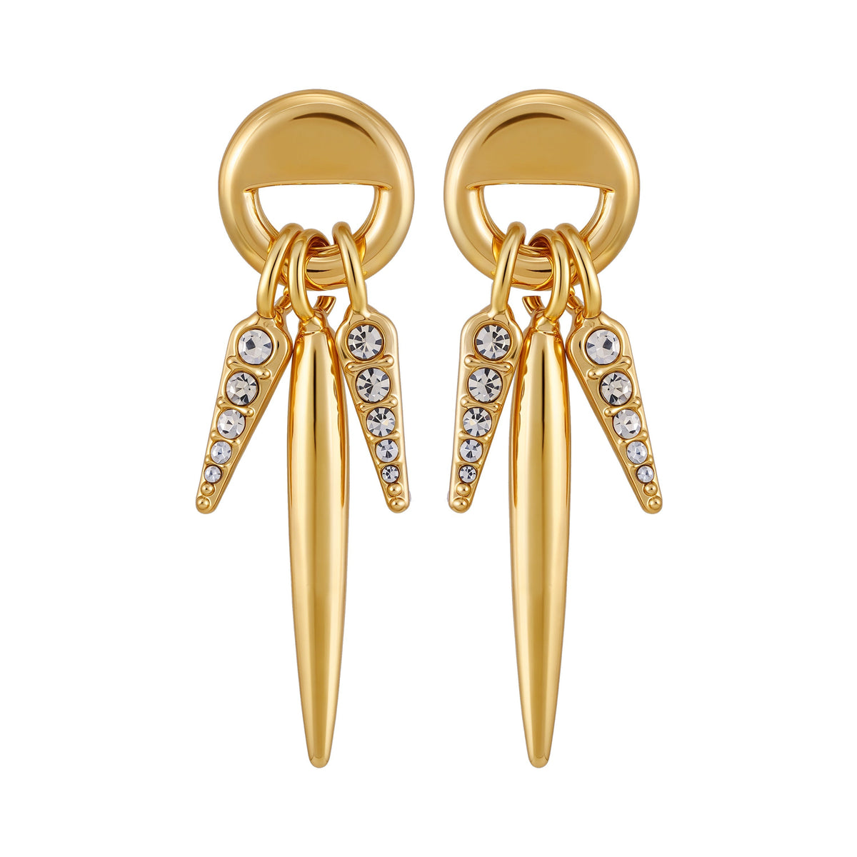 Gold Tone Spike Drop Earrings