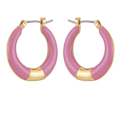 Gold Tone Enamel Hoop Earrings