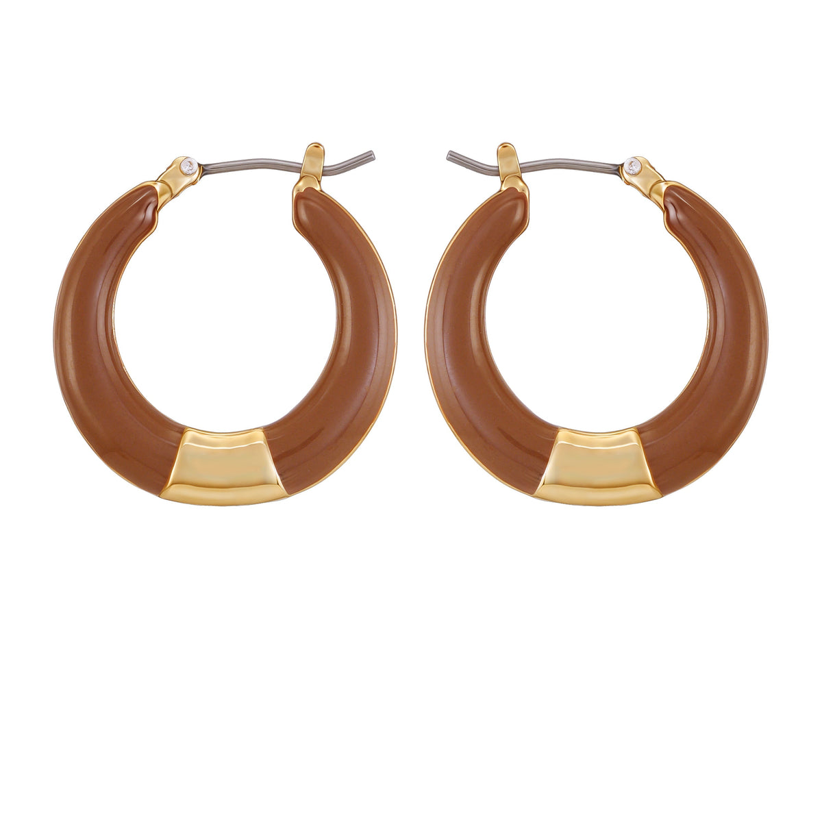 Gold Tone Enamel Hoop Earrings