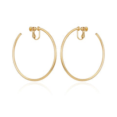 Large Open Hoop Clip On Earrings