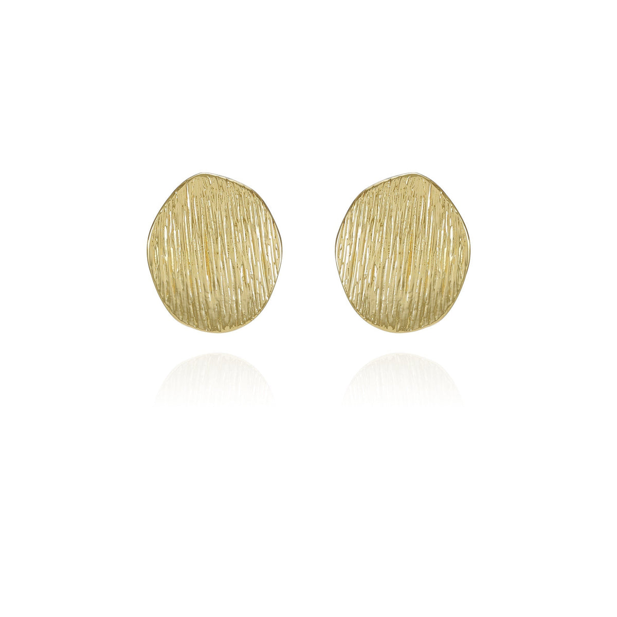 Goldtone Texturized Pebble Coin Earrings