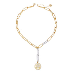 Two Tone Coin Pendant Y Necklace